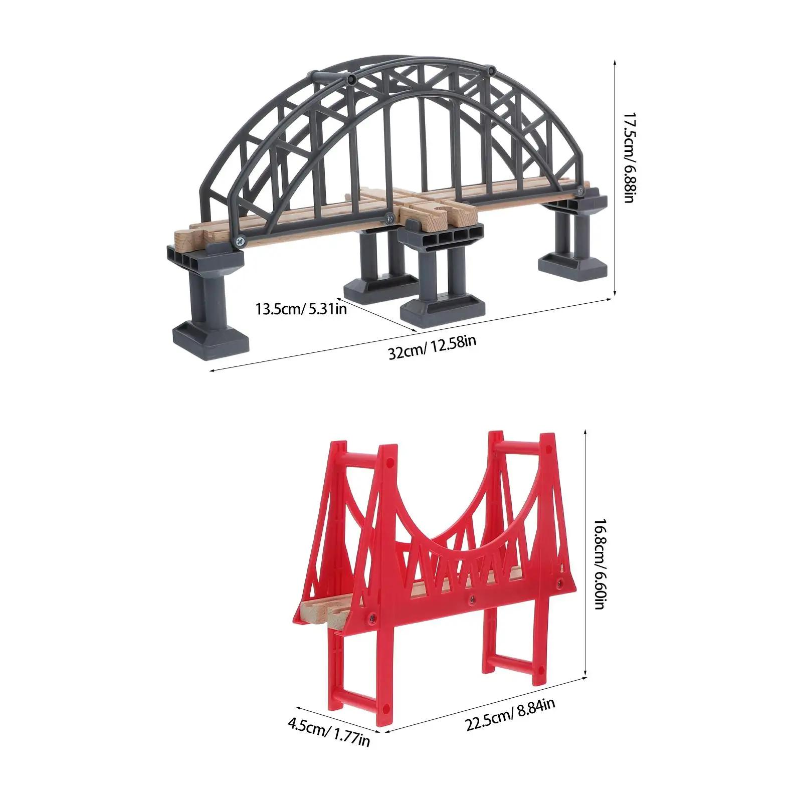 Train Track Wood Wooden Bridge Rainbow Accessories Assembled Model Kit Children Toy Supports Wooden Rainbow Bridge Toy