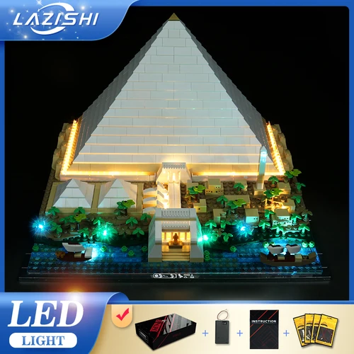 Lazishi 21058 그레이트 피라미드 빌딩 블록용 LED 조명, 모델 미포함, DIY 브릭 장난감 