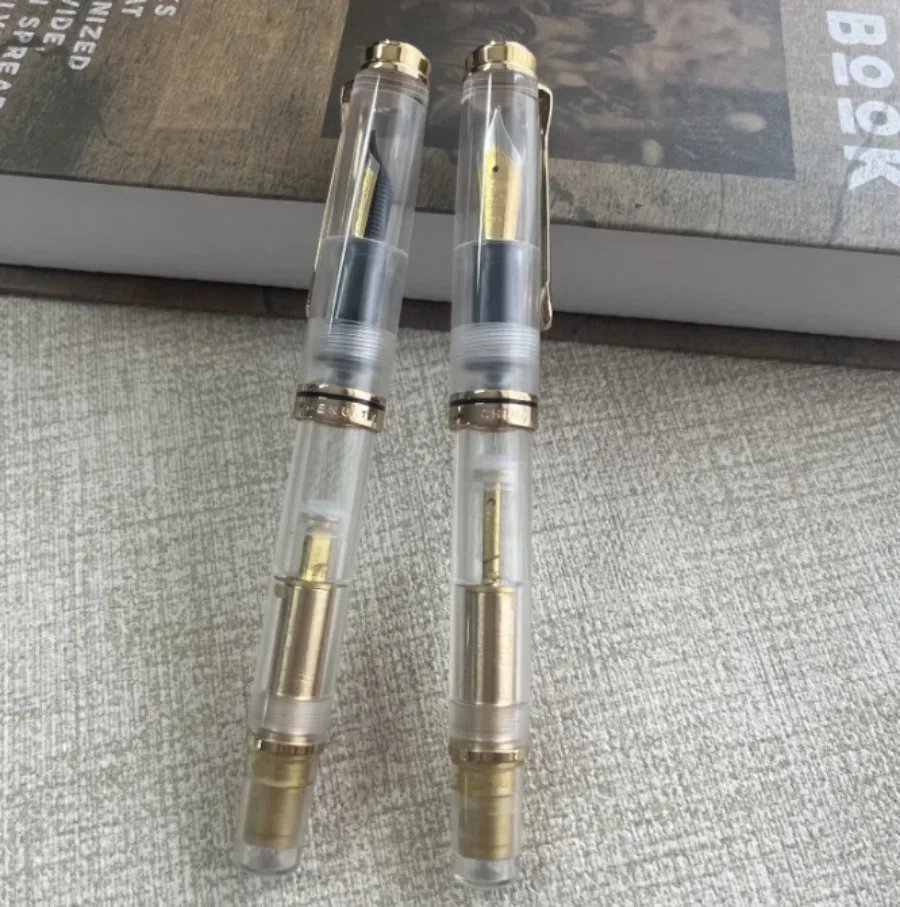 For ADMOK M800 Transparent Acrylic Piston Fountain Pen - BOCK Schmidt No.6 Nib, Smooth Inking, Office/School Writing Pen & Gift