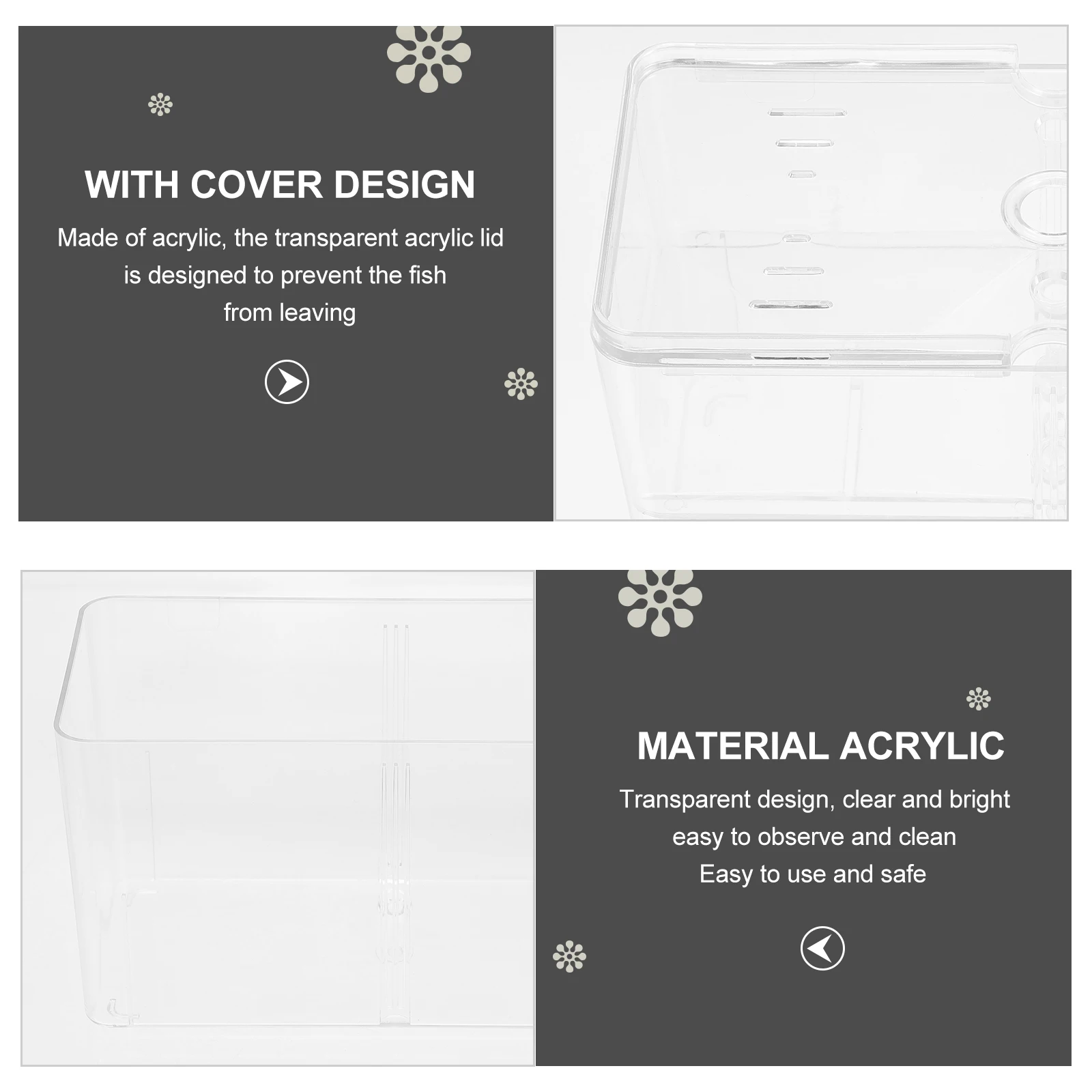 

Acrylic Betta Fish Breeding Box Clear Isolation Case Oxygen-Increasing Hatchery for Aquarium Fish Tank Incubator Survival