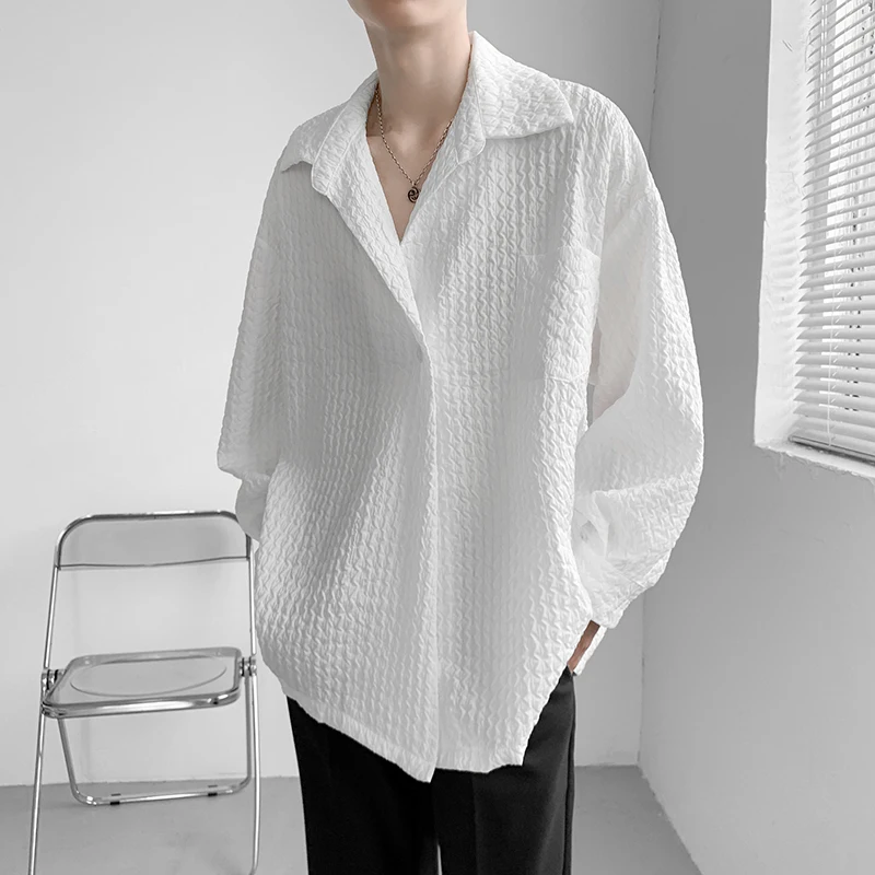 

Harajuku Style Long Sleeve Shirt Youth Spring Autumn Pure Color Hong Kong Flavor BF Design Sense Small Audience Outerwear
