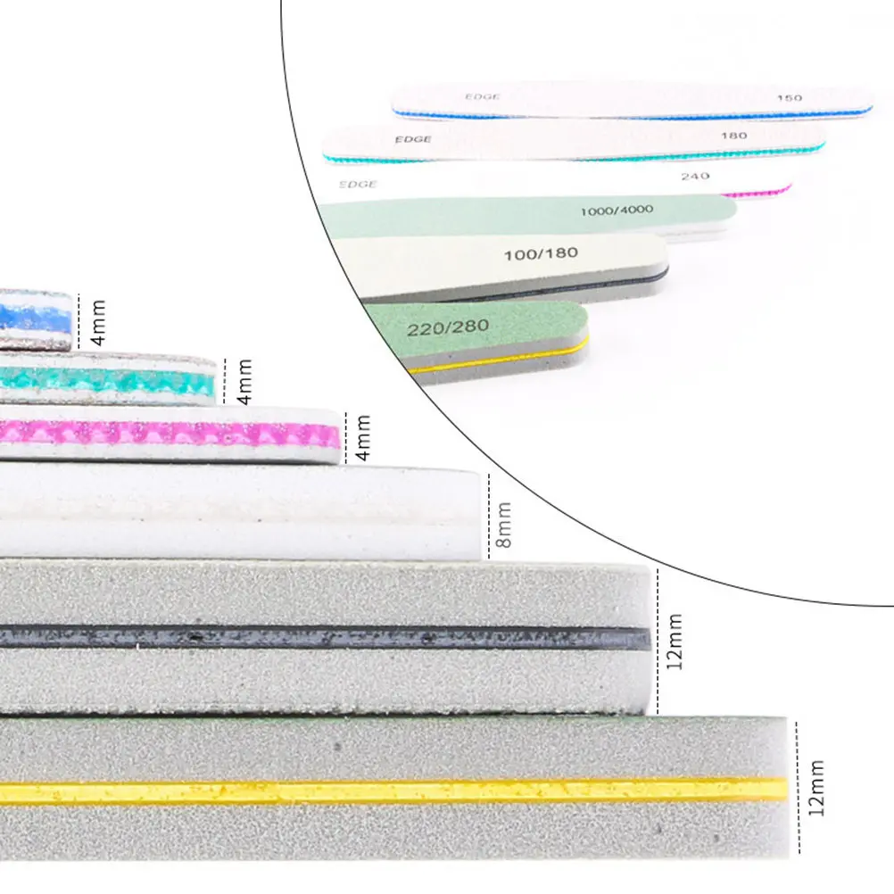 6Pcs Nail File Set Double-Sided Buffer Tools Professional Manicure Pedicure Nail Polish Polishing Buffing for Natural Acrylic