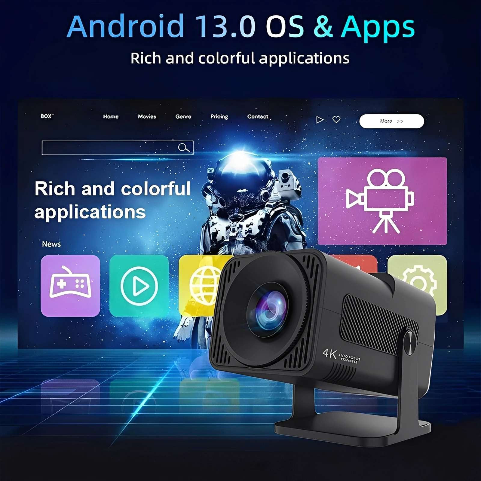 

Mini Netflix-Licensed Projector With Wifi6 BT5.2 4K Android 11 Projector Native 1080P 200ANSI X12 NTV Projector