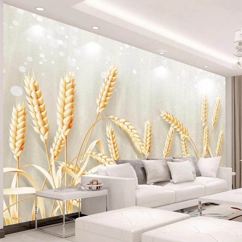 Custom 3D Photo Modern Home Decor Plants Reed Wheat Ears Wallpaper for Bedroom Living Room TV Wall Straw Texture Mural Paper