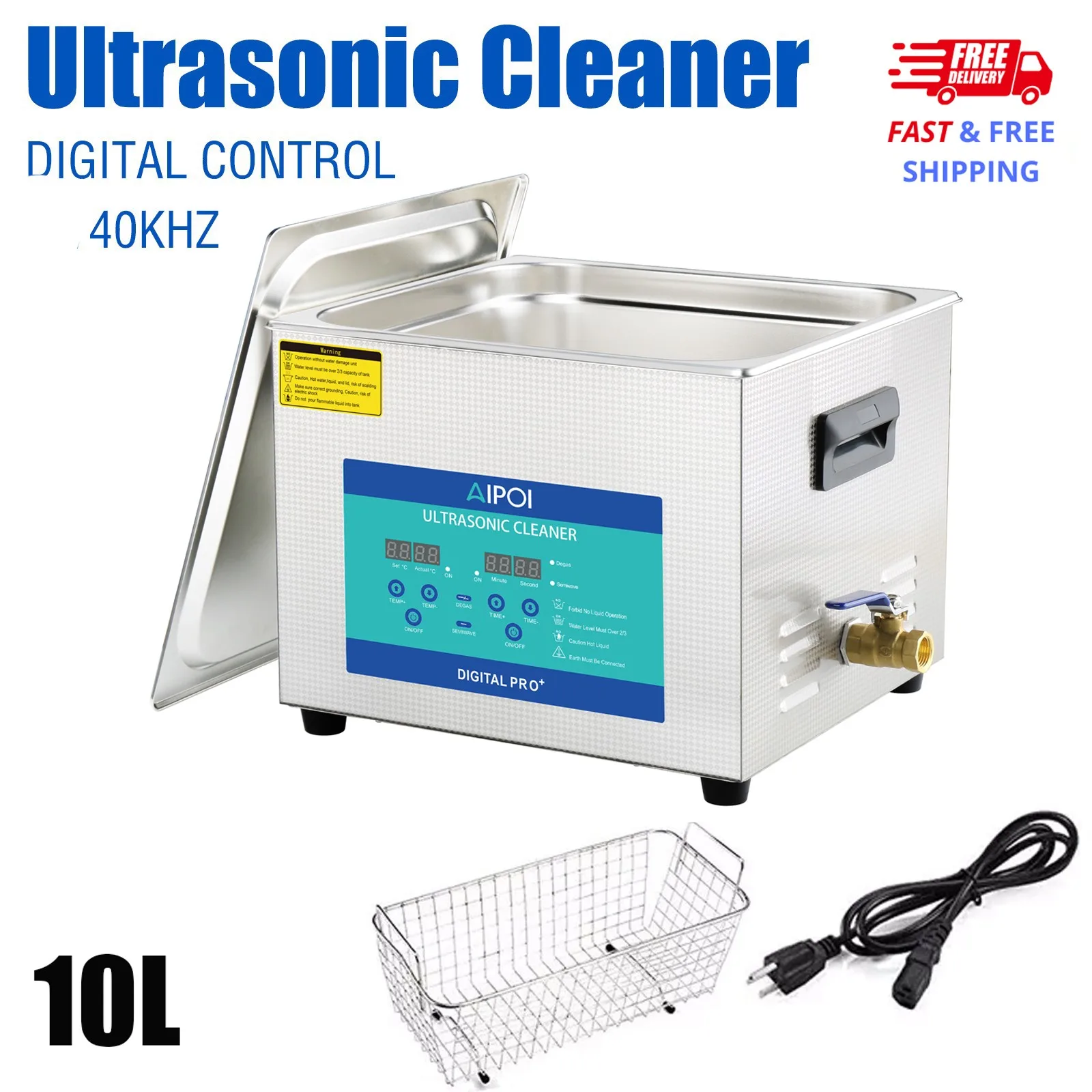 10L Ultrasonic Cleaner with Timer Heating Machine Digital Sonic Cleaner
