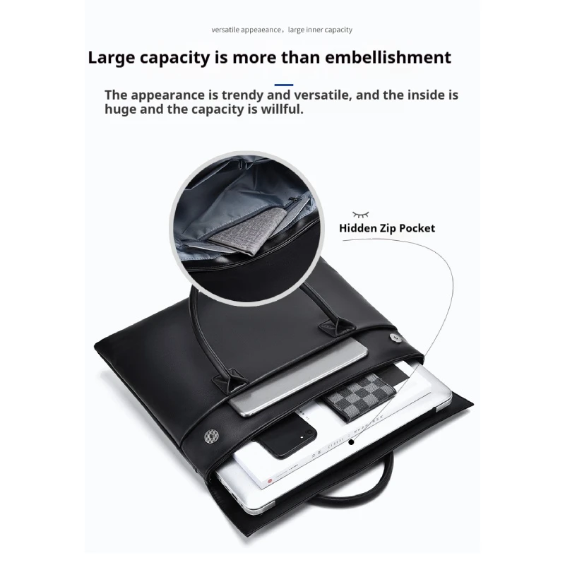 حقيبة كمبيوتر محمول ذات سعة كبيرة - حقيبة أنيقة ومتينة مع مقصورات متعددة للمواد الأساسية اليومية وملحقات الكمبيوتر المحمول