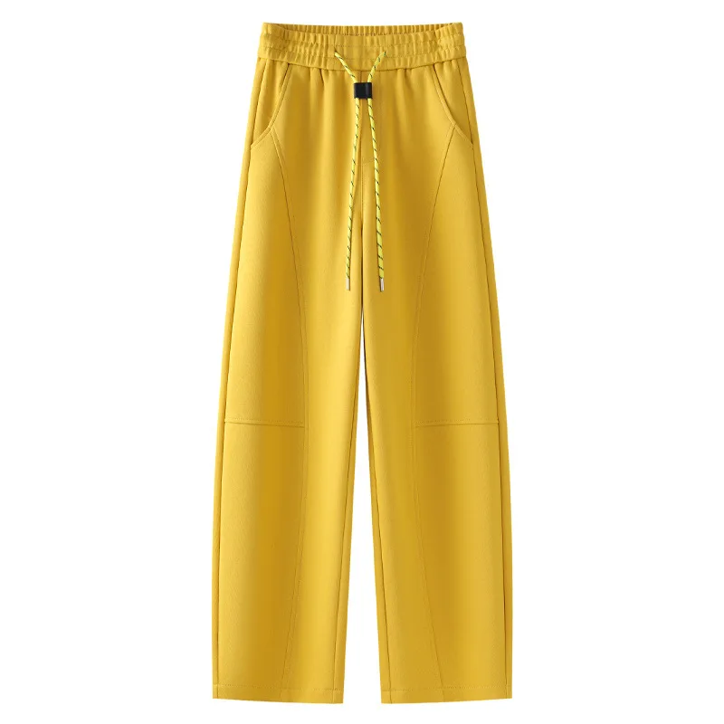 سروال Scimitar أصفر مستقيم الساق للنساء، وسراويل رياضية شتوية أنيقة، صغير الحجم يغطي الورك عالي الخصر #6