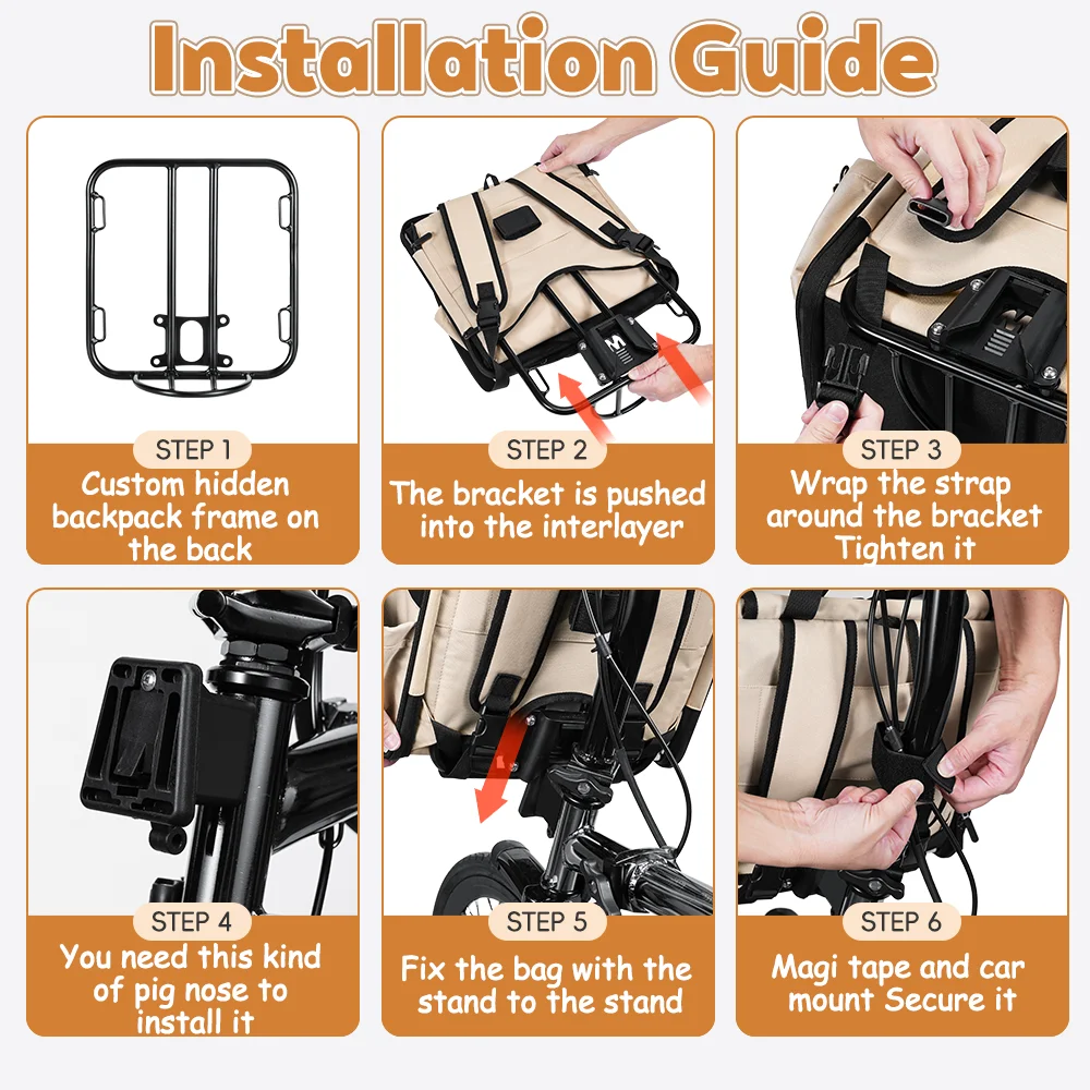 NEWBOLER Brompton Faltbare Fahrradtasche, Haustiertasche, tragbare Fahrrad-Fronttasche, faltbare Outdoor-Reisetasche für Katzen und Hunde – Detail 22