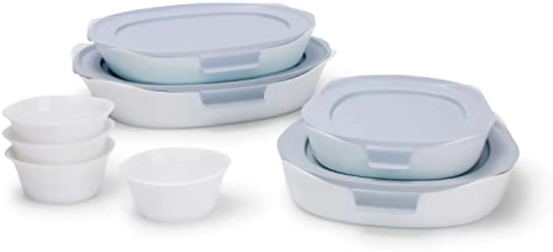 

Rubbermaid Glass Baking Dishes for Oven, Casserole Dish Bakeware, DuraLite 12-Piece Set, White (with Lids)