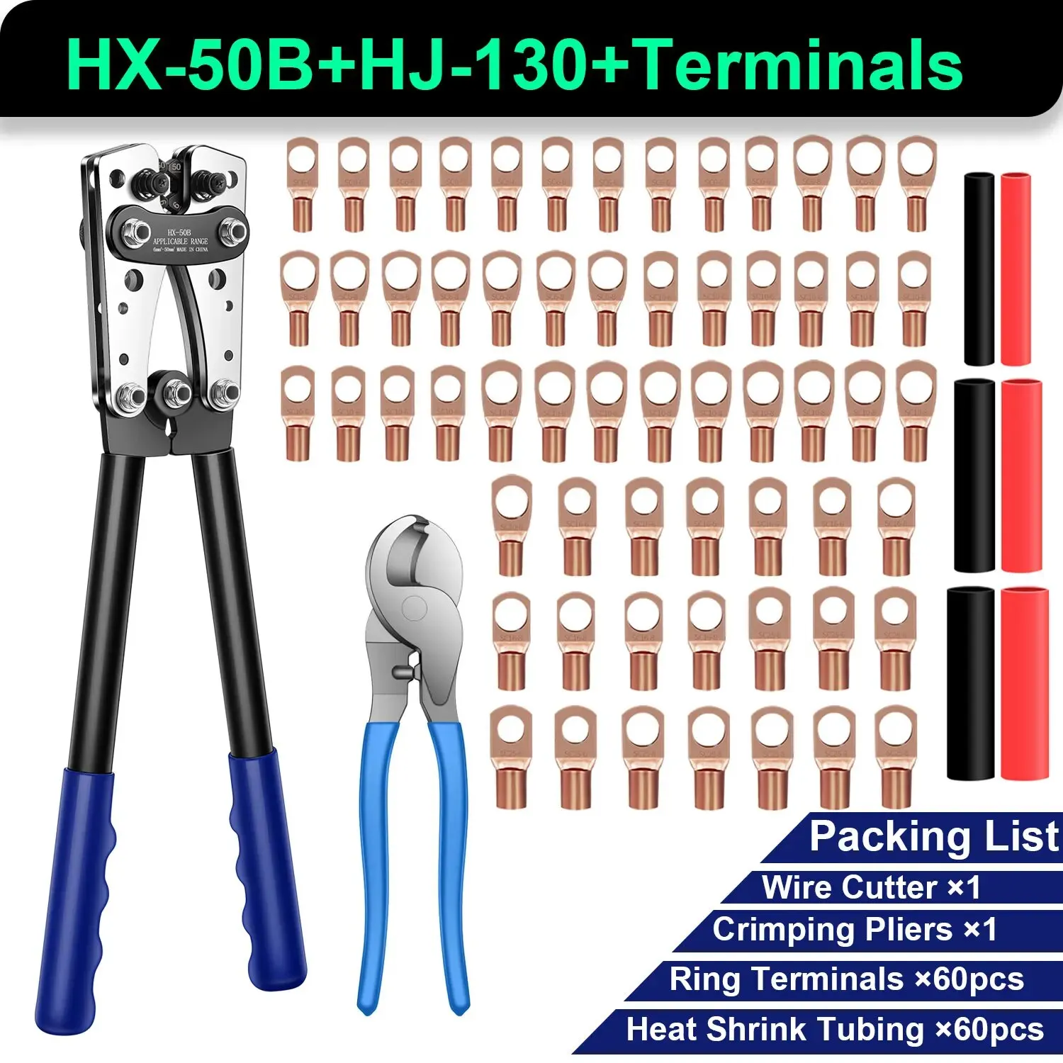 HX-50B 6-50mm2 Batterij Kabelschoen Krimptang Voor AWG 10-1/0 Zware Draadschoen Buis Terminal Crimper Hex Crimp Gereedschap Tang
