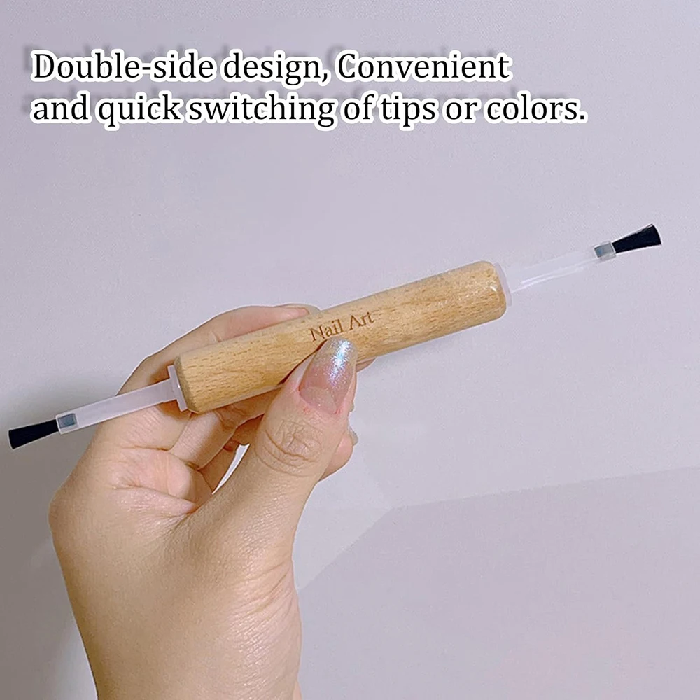 Vervangende nagellakborstelset Dip Powder Vloeibare manicurebenodigdheden Dual Head Nail Art Brush met platte borstel voor doe-het-zelf salongebruik