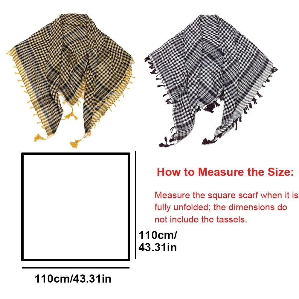New Large Arab Shemagh Headscarf with Tassel Costume Desert Scarf Head Neck Face Wrap for Men Women