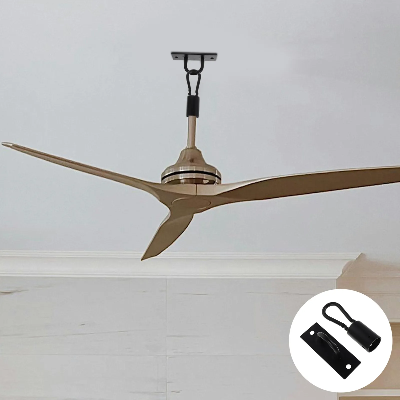 

Комплект из 2 кронштейнов для потолочного вентилятора, матовый черный, сверхпрочный, для стабильного крепления подвесных светильников, люстр и плафонов