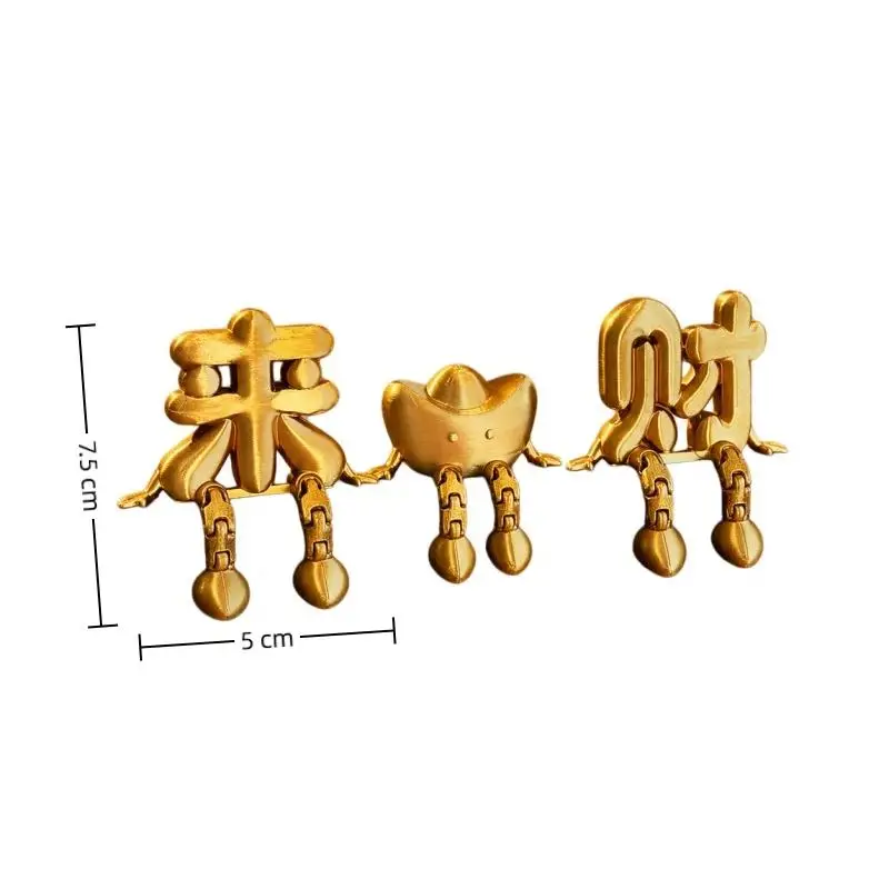 2/3-teiliges 3D-gedrucktes goldenes chinesisches Glücksornament-Set in Yuanbao-Form, perfekt für Zuhause, Büro, Kassentheke, als Geschenk zur Eröffnung. – Detail 9
