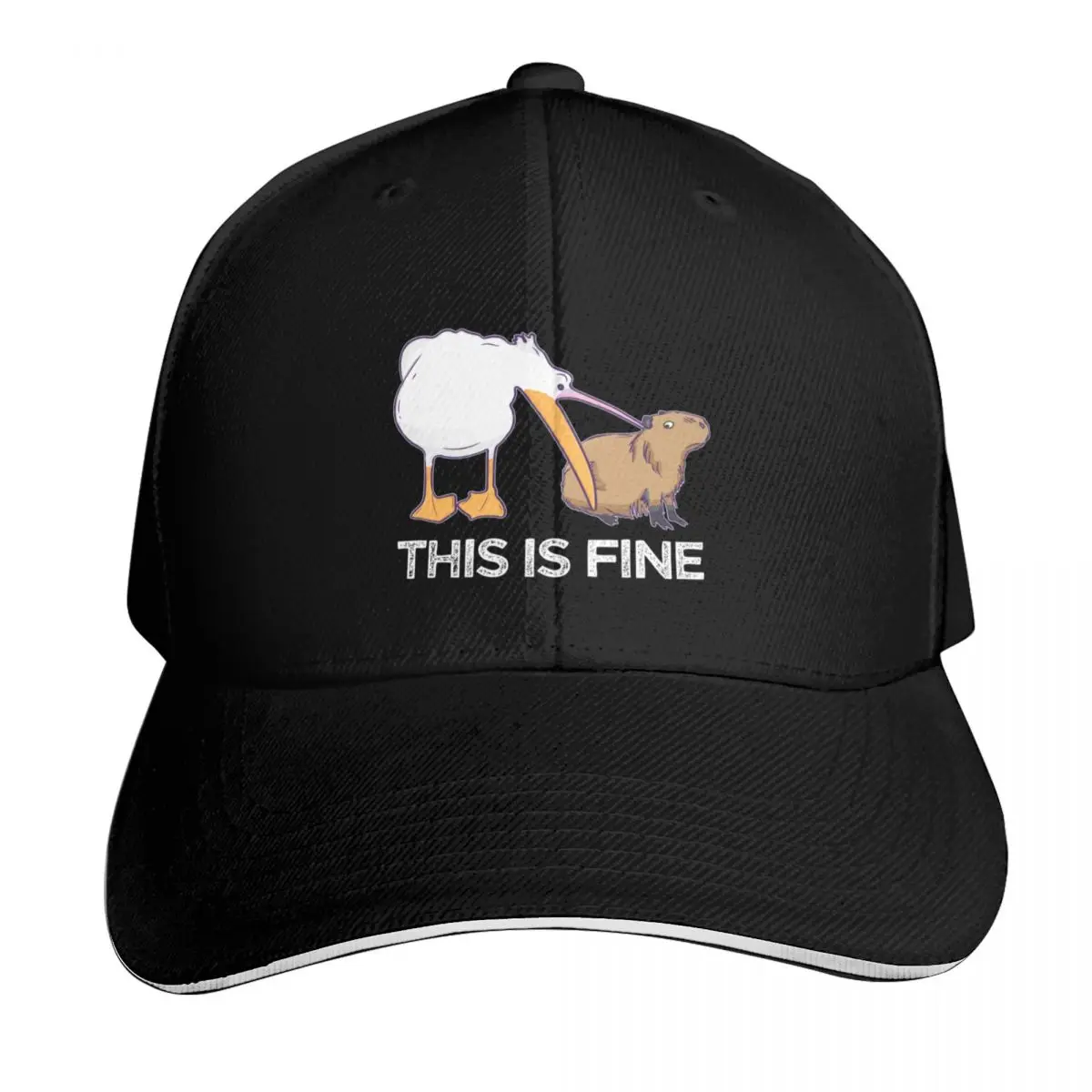 

This is fine Meme funny Capybara dog Pelican Joke Baseball Cap Luxury Man Hat sailor cap for men Golf Wear Women's Beach Men's
