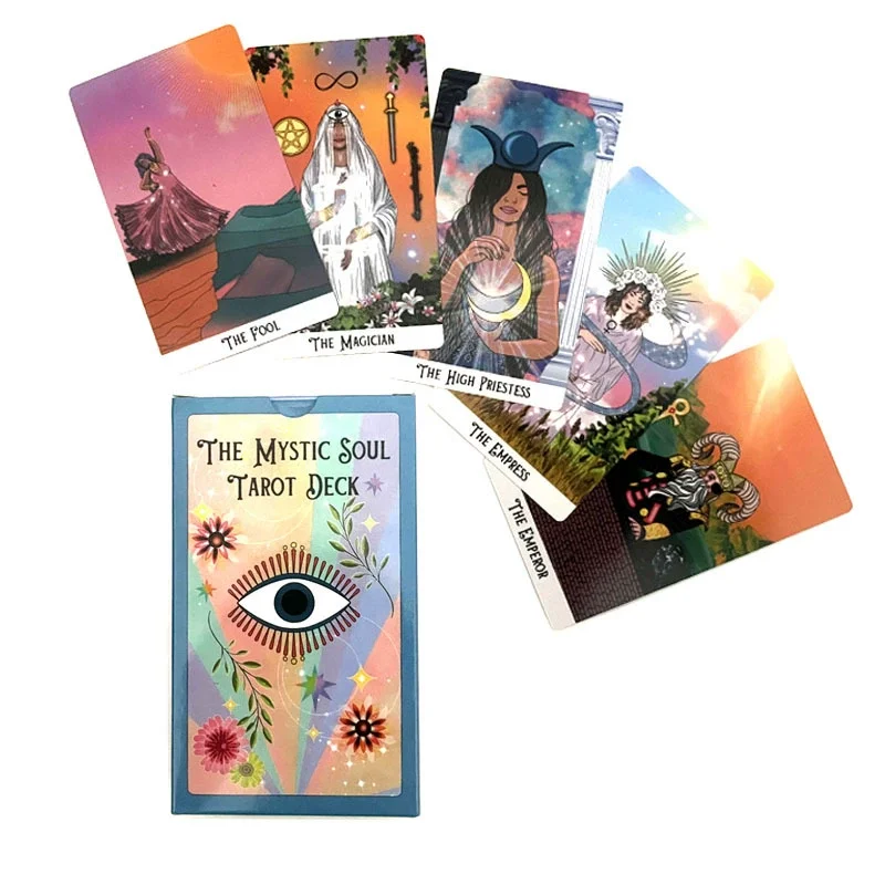 12x7cm The Mystic Soul Tarot Deck A 78pcs English Version Divination Tarot Cards with Guidebook for Beginner