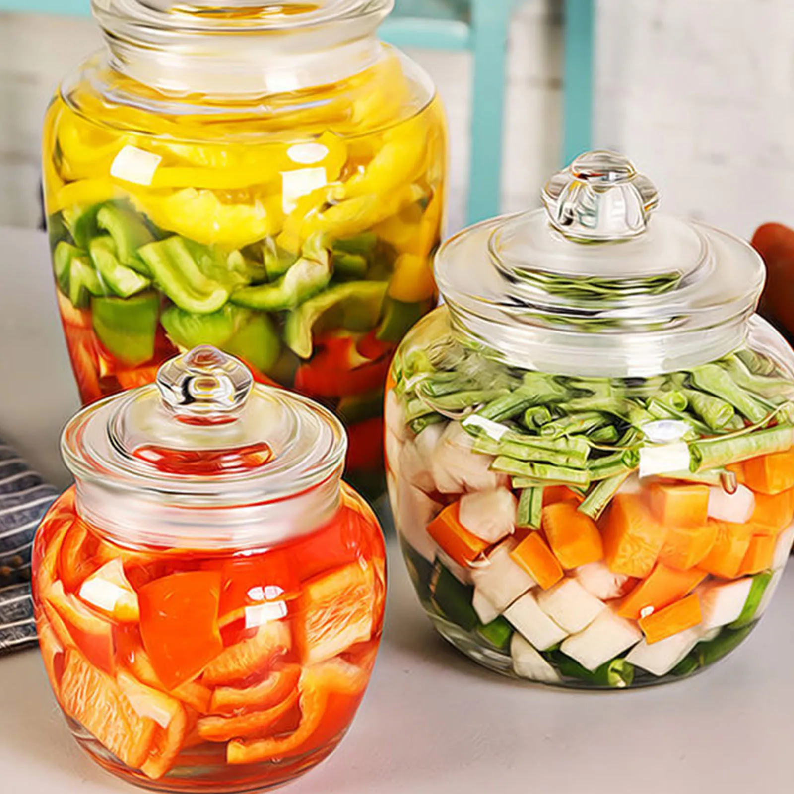 

Glass Pickle Sealed Jar Large Capacity Food Storage Can Multi Purpose Cereals Holder Pickle Sealed Jar Kitchen Grain Holder