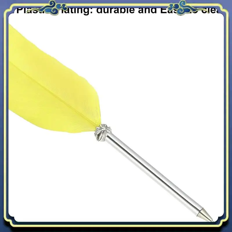 Portable 21Cm/8Inch Feather Ballpoint Pen, 2Pcs Ink Vintage Quill Pen Refined Plated Dip Pen For Calligraphy Writing