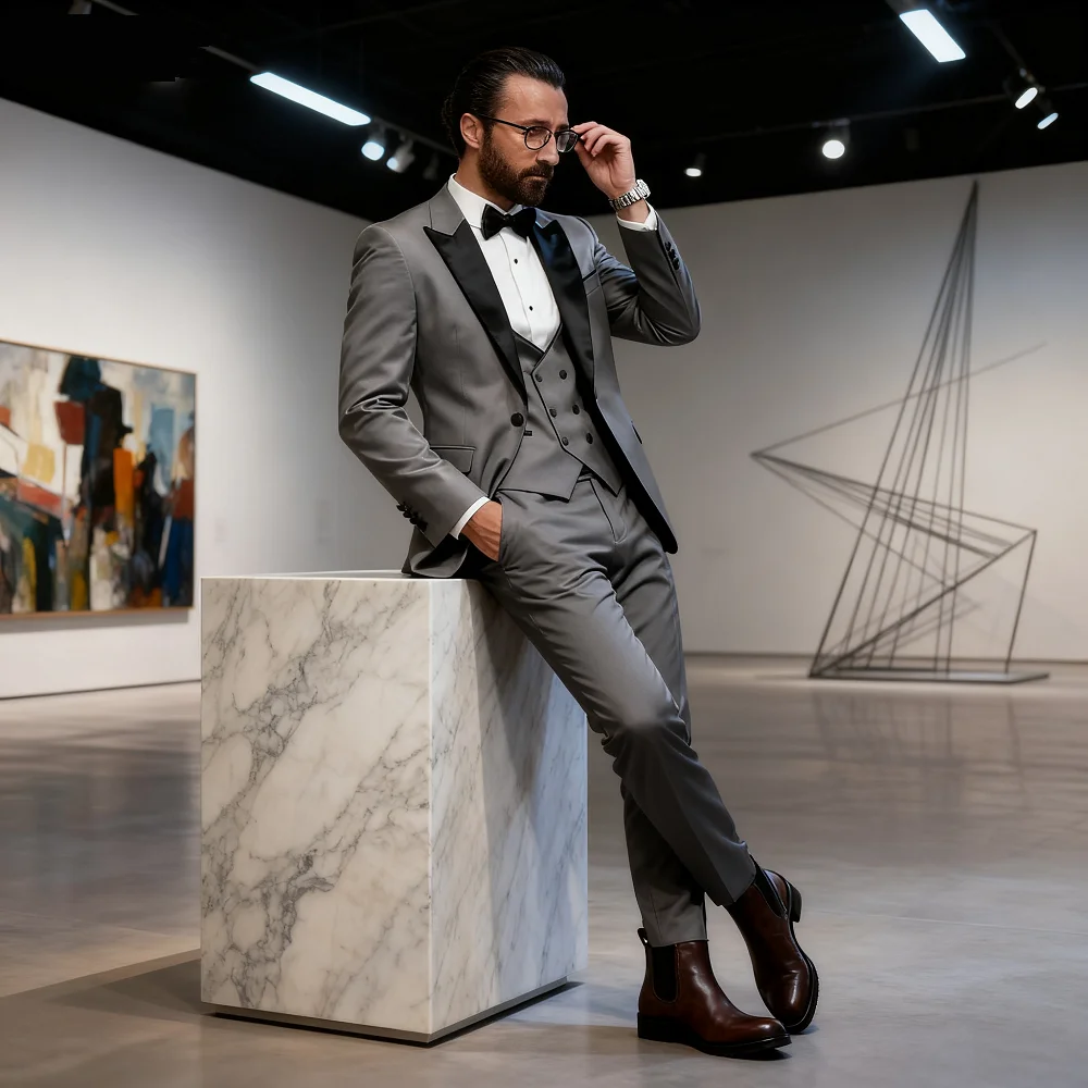 

Ternos clássicos para homens, lapela de pico, 3 peças, блейзер, colete e calças, conjunto элегантный, slim fit, terno masculino par