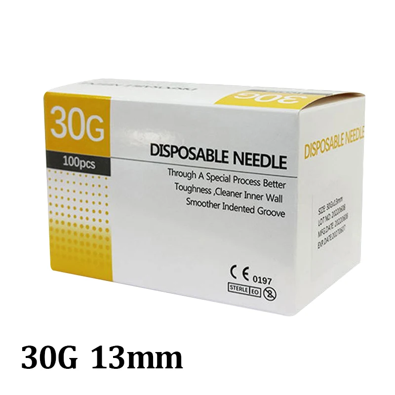 100PCS 25G 30G 32G 33G 34GPainless Nadel 4/6/13mm Schönheit Ultrafeine Piercing transparente Spritze Injektion Kleber Klare Spitze Kappe