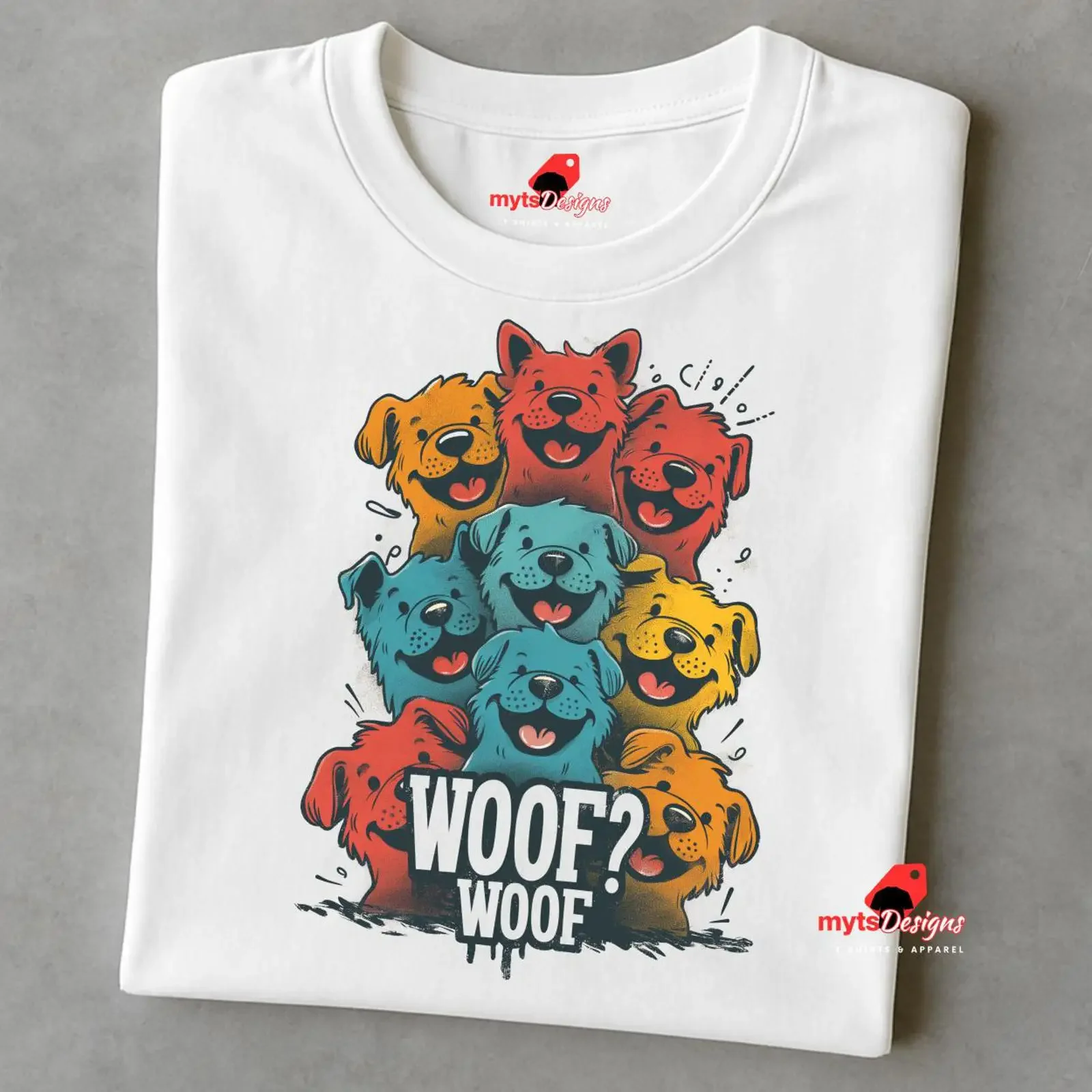 Cartoon Puppies T Shirt Woof Stacked Dog Lover vintage Washed Casual Versatile Stretched fashion Top For Everyday Wear