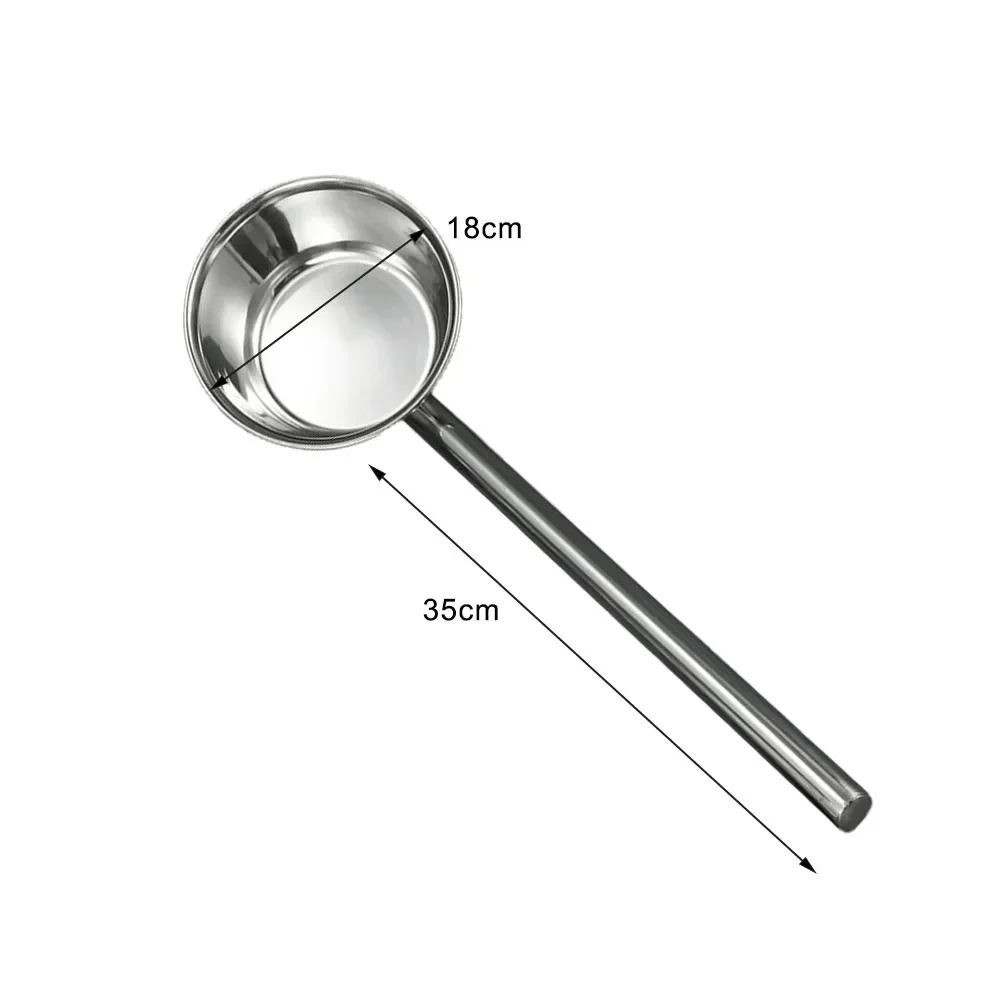 

Ковш из нержавеющей стали с очень длинными ручками для удобства работы, ложка для розлива супа, кухонные принадлежности