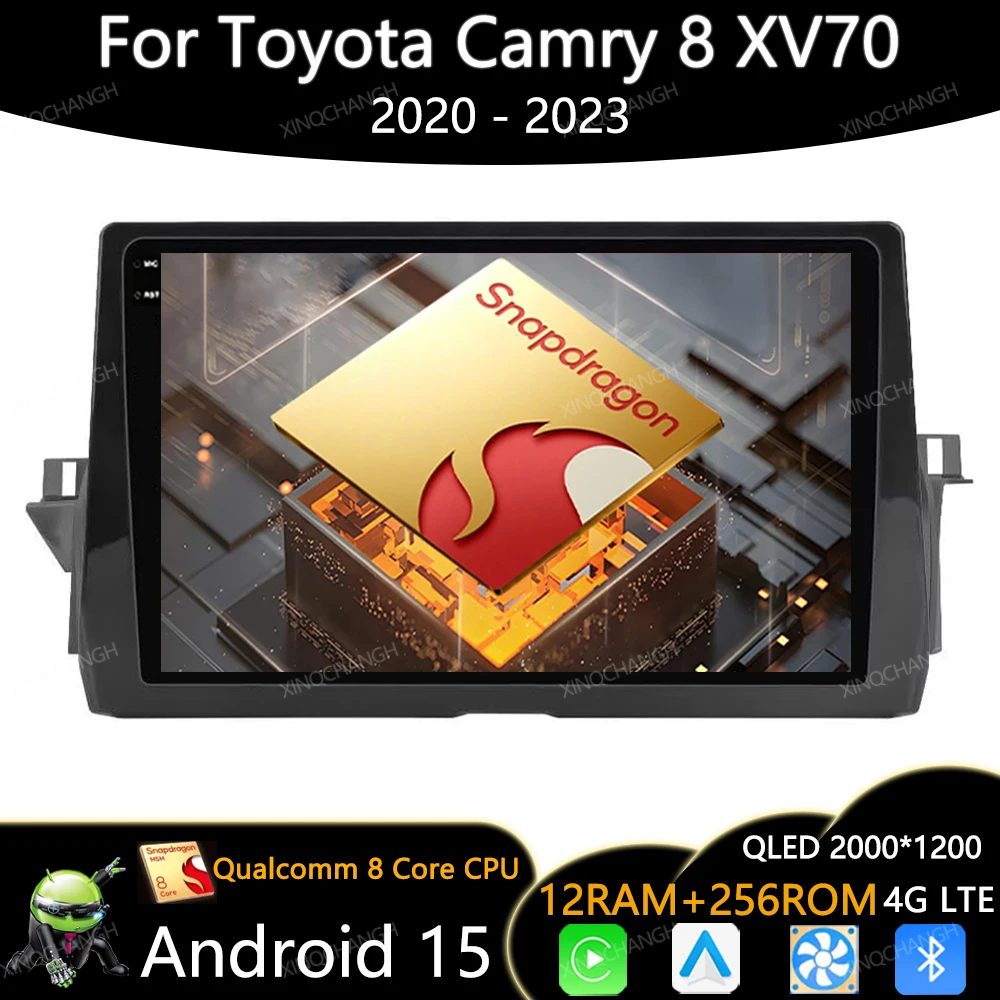 أندرويد 15 راديو السيارة لتويوتا كامري 8 XV70 2020 - 2023 الوسائط المتعددة ستيريو مشغل فيديو BT رئيس وحدة GPS 2DIN Qualcomm 4G WIFI #1