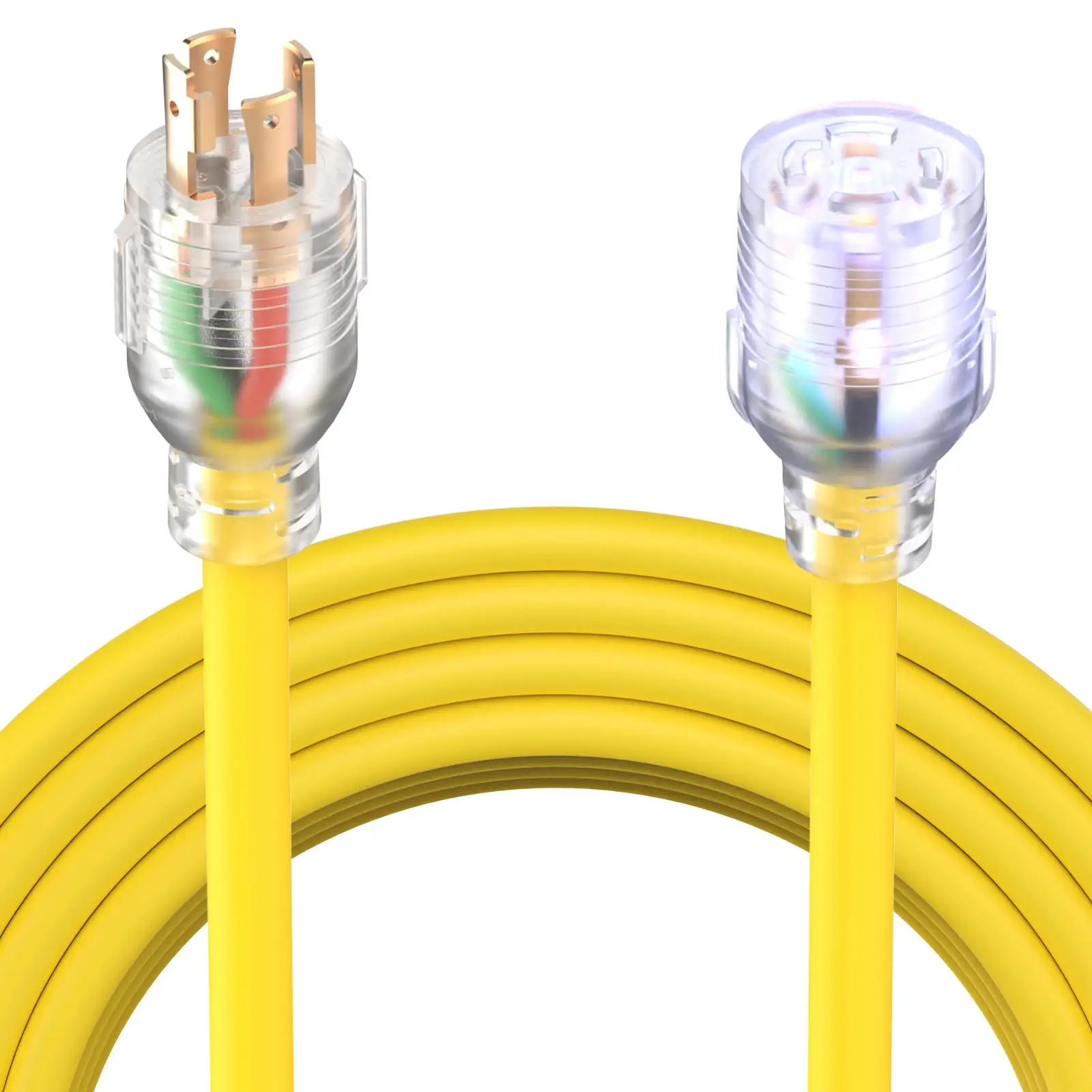 

TOOLIOM NEMA L5-30P to L5-30R Generator Power Cord, 30A 125V 3750W, 10AWG SJTW Heavy Duty w/Lighted Ends, UL Listed