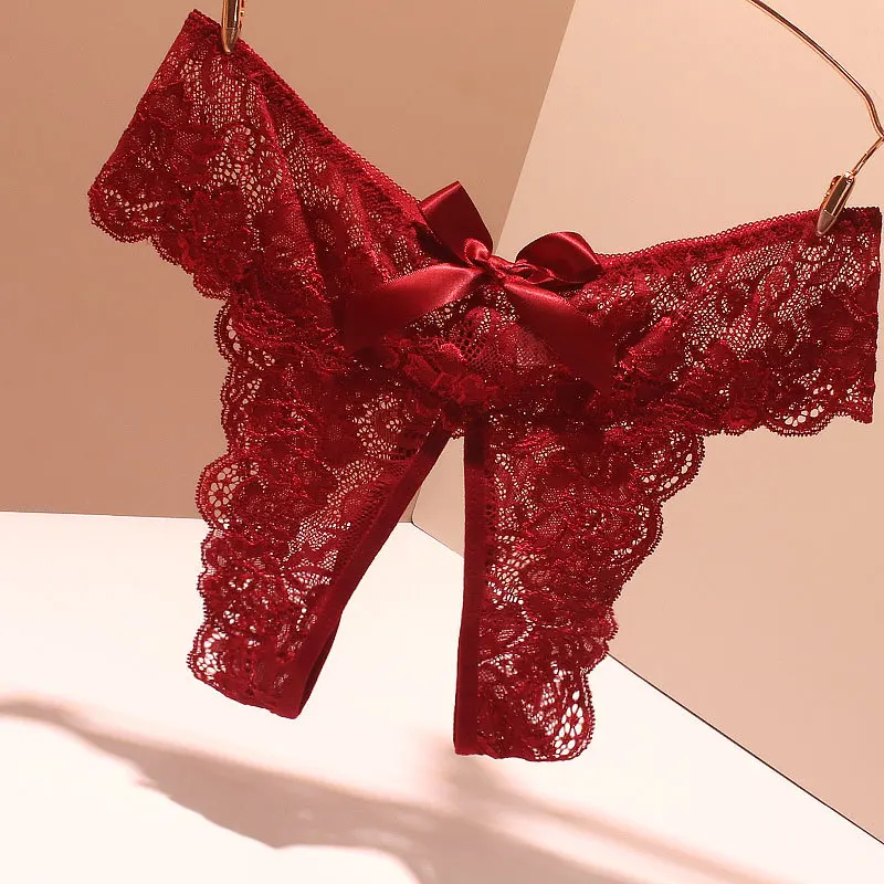 

Women Plus Size Underwear Open Crotch Briefs Lace Hollow Out Underpants Ladies Sexy Panties Soft Erotic Lingerie See Through