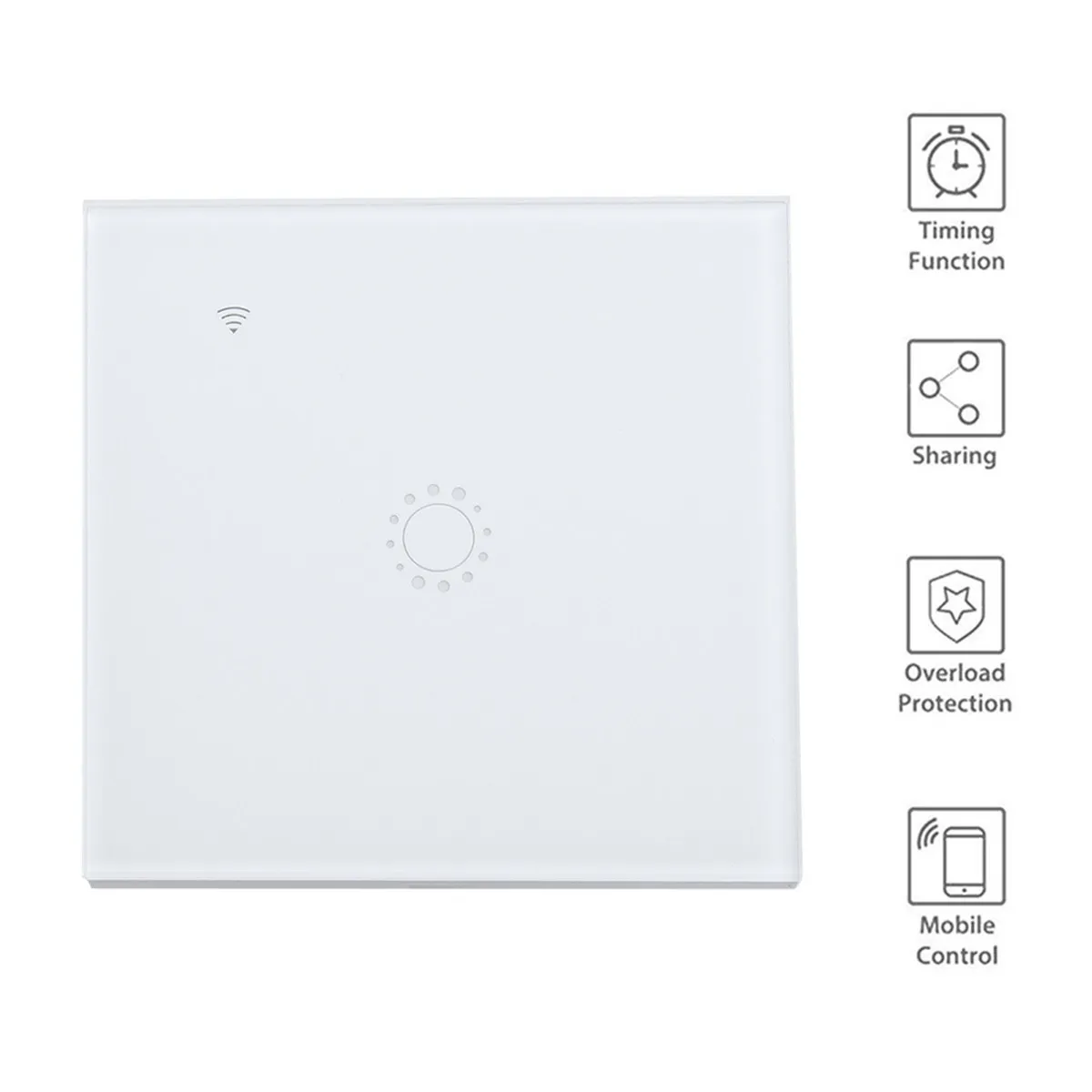 Wireless Touch Toughened Glass Switch Panel Home LED Light Wall Switch 1 Gang WiFi Smart Timer Compatible