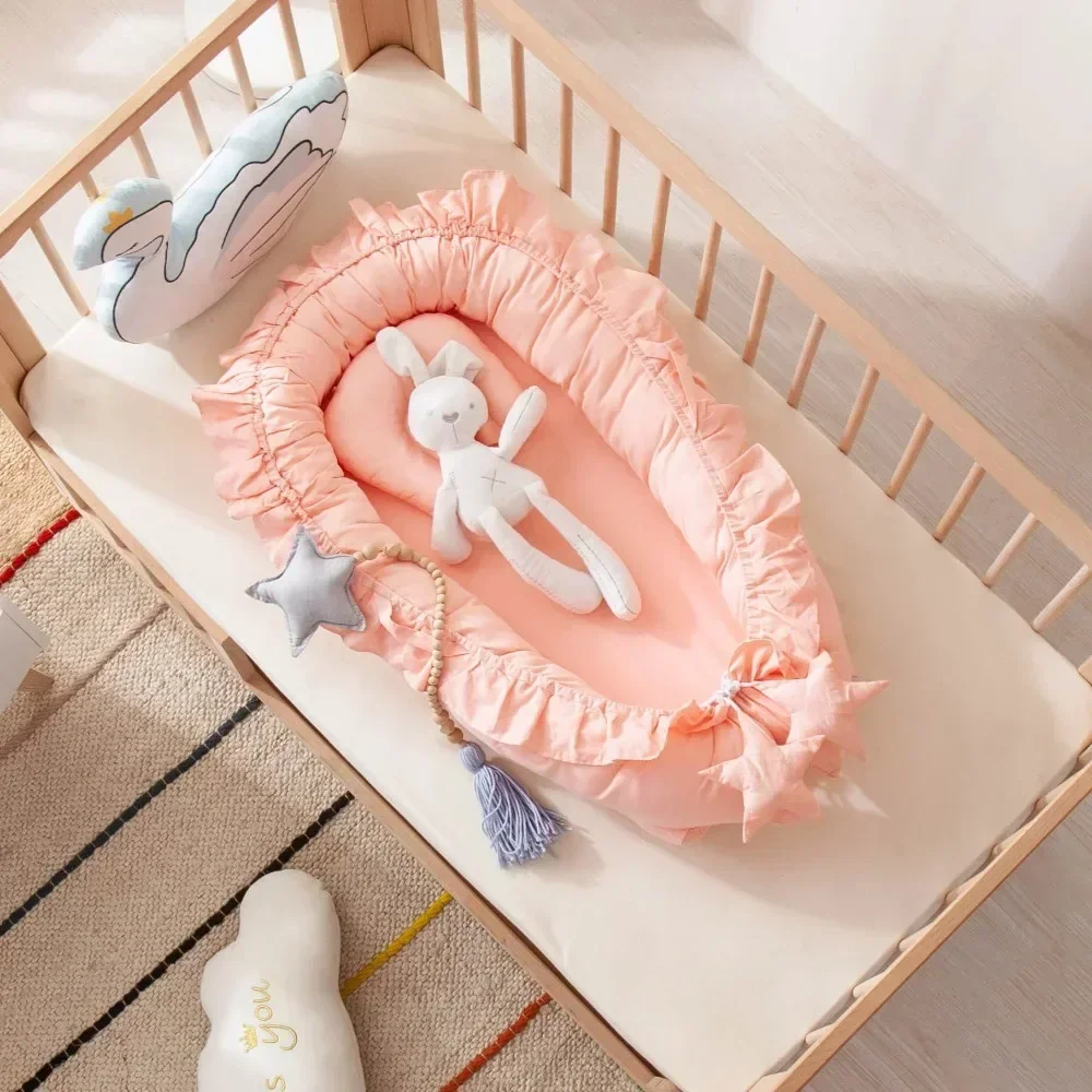 Nordic Style Lace Cotton Baby Uterus Bionic Sleeping Mattress Portable Newborn Bed in Multiple Colors Available