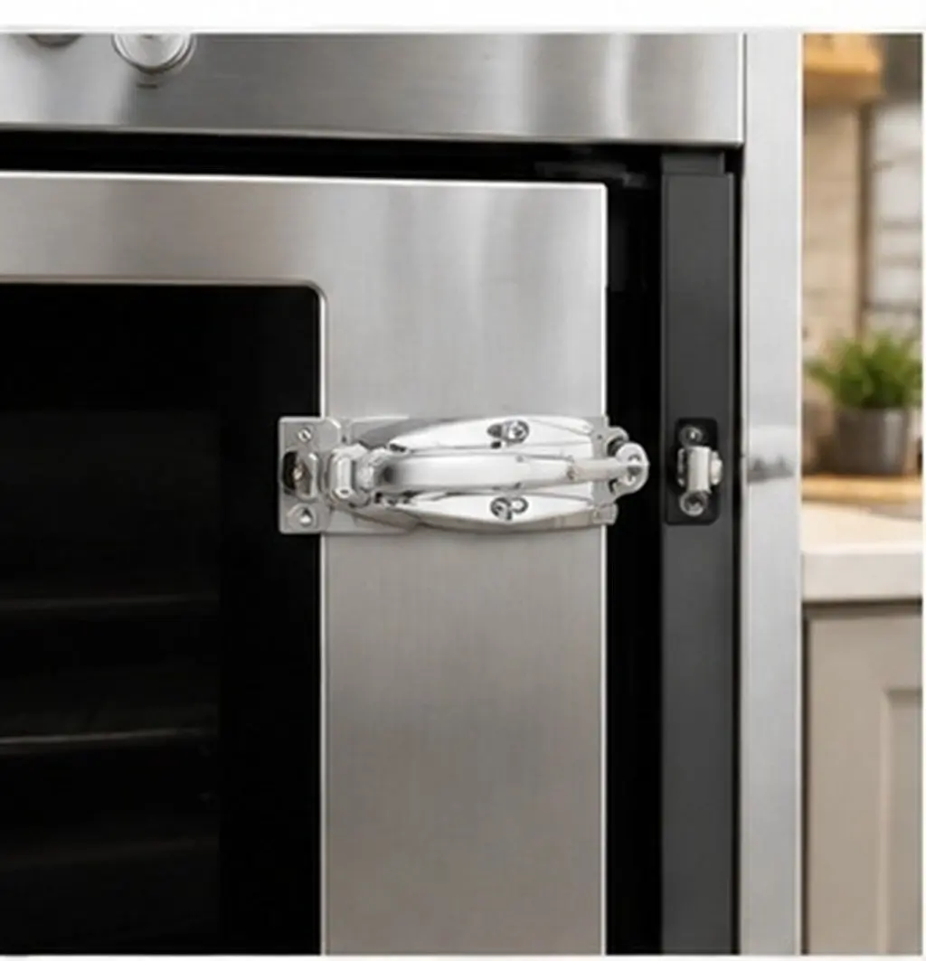 1Set Zinc Alloy Freezer Door Handle Oven Door Latch Cooler Steam Cabinet Hardware Replacement Easy Installation Embedded