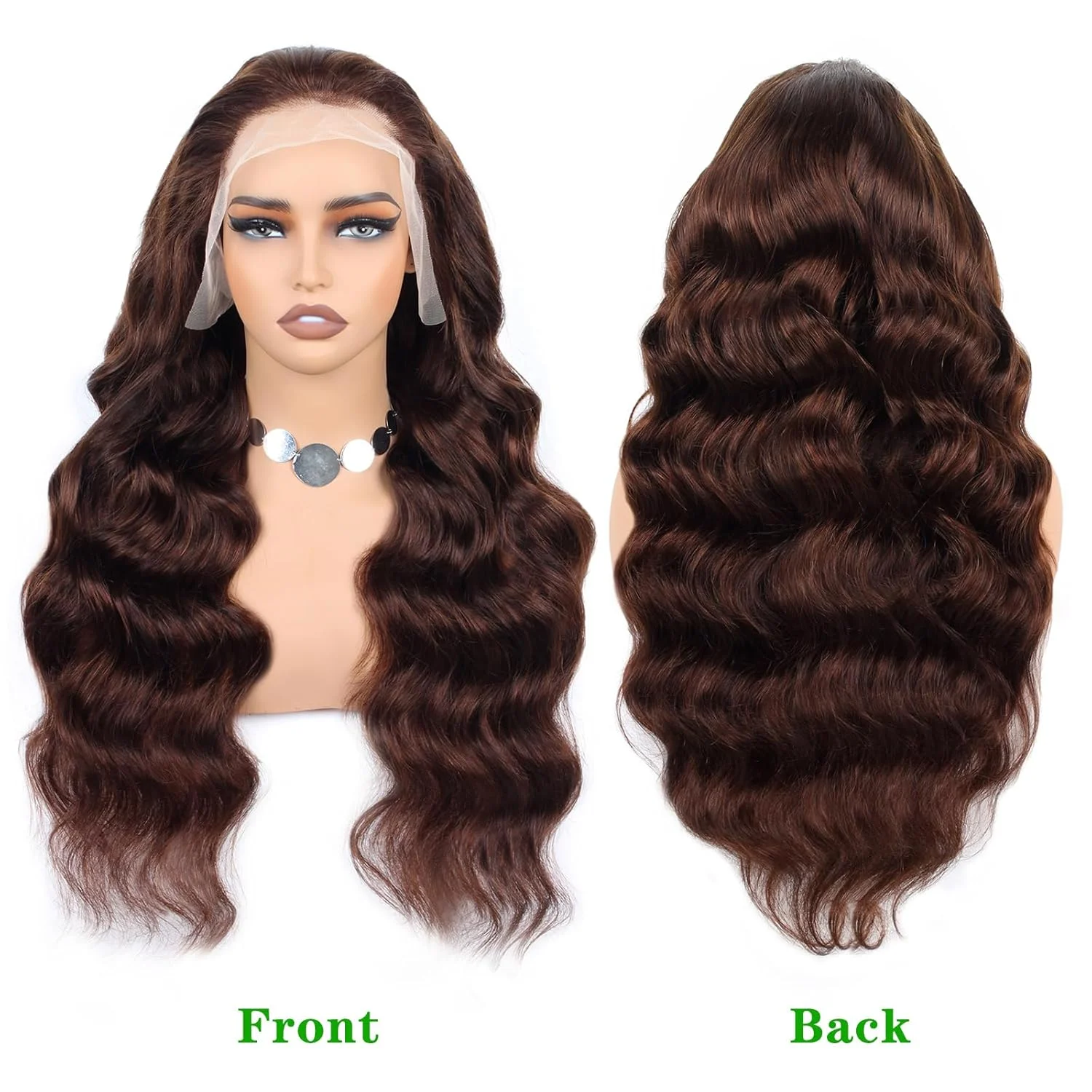 Hd chocolate marrom 13x4 onda do corpo frente do laço peruca de cabelo humano brasileiro perucas sem cola para as mulheres 100% remy cabelo humano preplucked