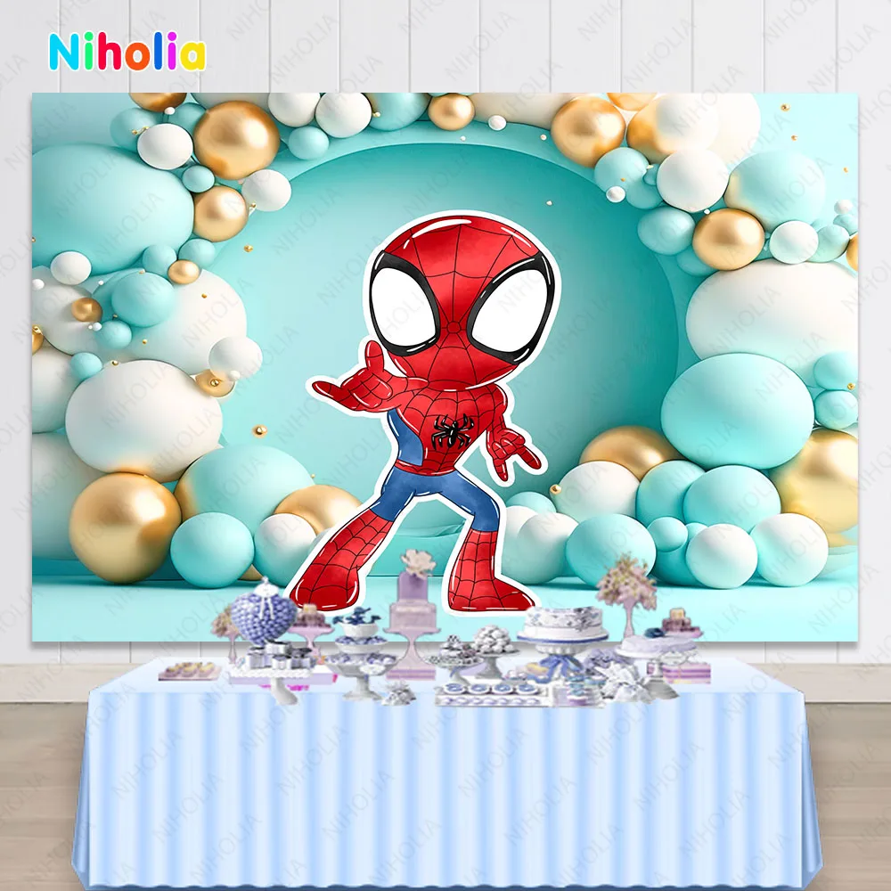 Spidey and His Amazing Friends Backdrop Kids Happy Birthday Photo Customized Name Age Photography Backgrounds Baby Shower Banner