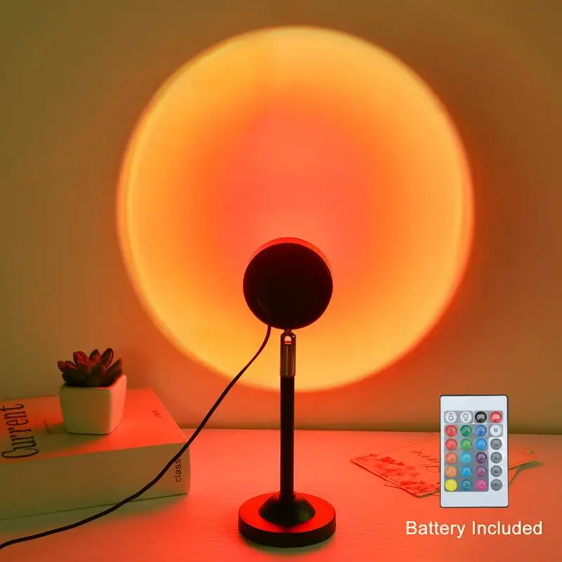 

Fall Sunset Lamp Projector Light 180° Adjustable Sunset Mood Lamp, 4 Modes, Remote Control RGB Ambient Night Light for Bedroom,