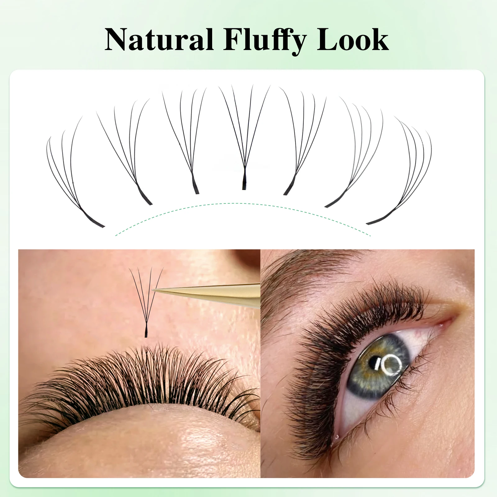 NAGARAKU V-Form Schmale 4D W Wimpernverlängerung Natürlicher Weicher Kleiner Fächer Flauschiger Look Mesh Volumen Vorgefertigte Wimpern – Detail 8