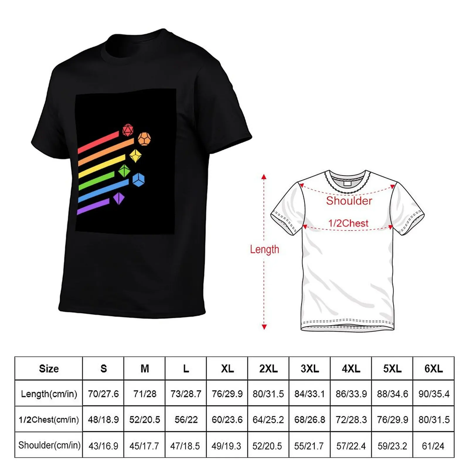 Rainbow Dice Set Tabletop RPG Gaming T-Shirt cotton t shirts high quality man t shirts graphic