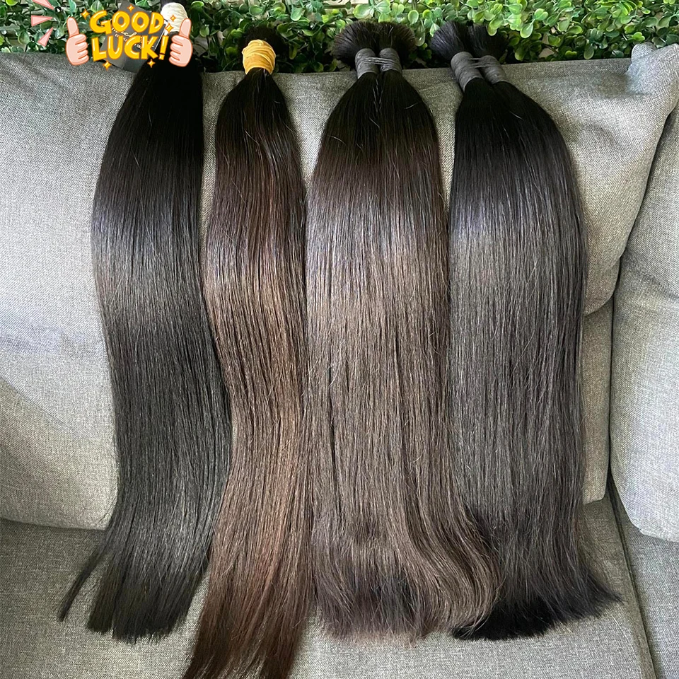 Cabelo humano em massa sem trama virgem remy cabelo vietnamita cabelo reto em massa cabelo natural real sem trama para trança atacado