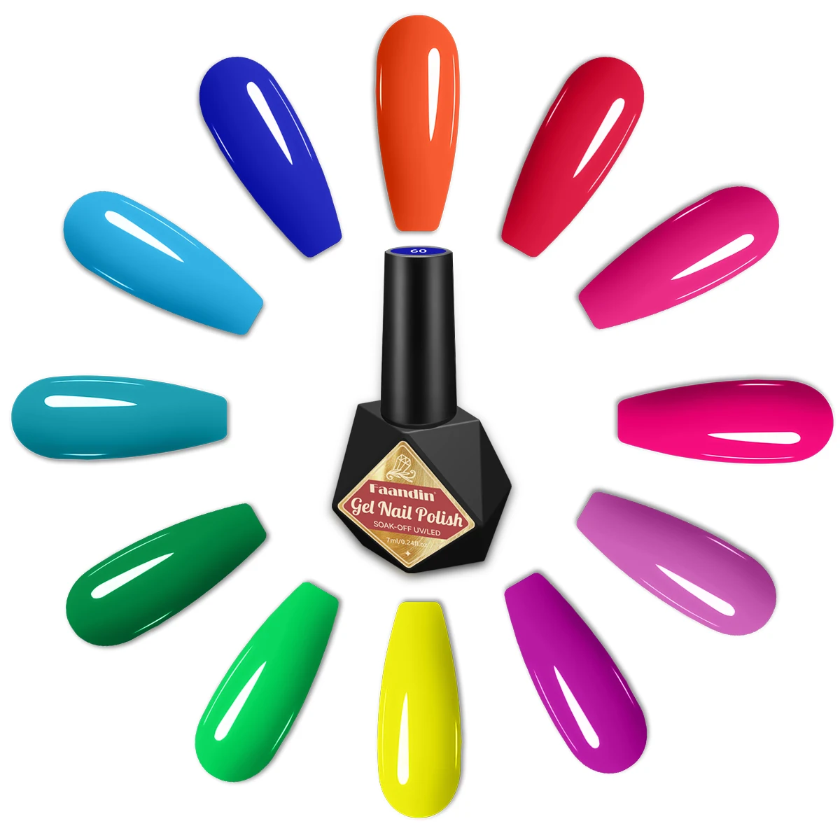زجاجة فردية من فادين 7 مل، طلاء أظافر جل عالي التشبع بلون نقي، مخطط ألوان الدوبامين المبهر، تصميم أنيق، جل طلاء أظافر عالي الجودة، مناسب للاستخدام اليومي، سهل التركيب والإزالة، جل طلاء الأظافر الاحترافي للأشعة فوق البنفسجية، مناسب لصالونات الأظافر #5