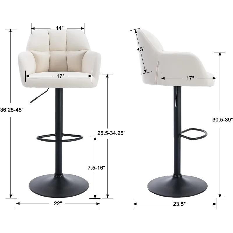 Swivel Bar Stools Set of 2 Counter Barstools Adjustable Bar Chairs Modern Island Chairs with Footrest，home.