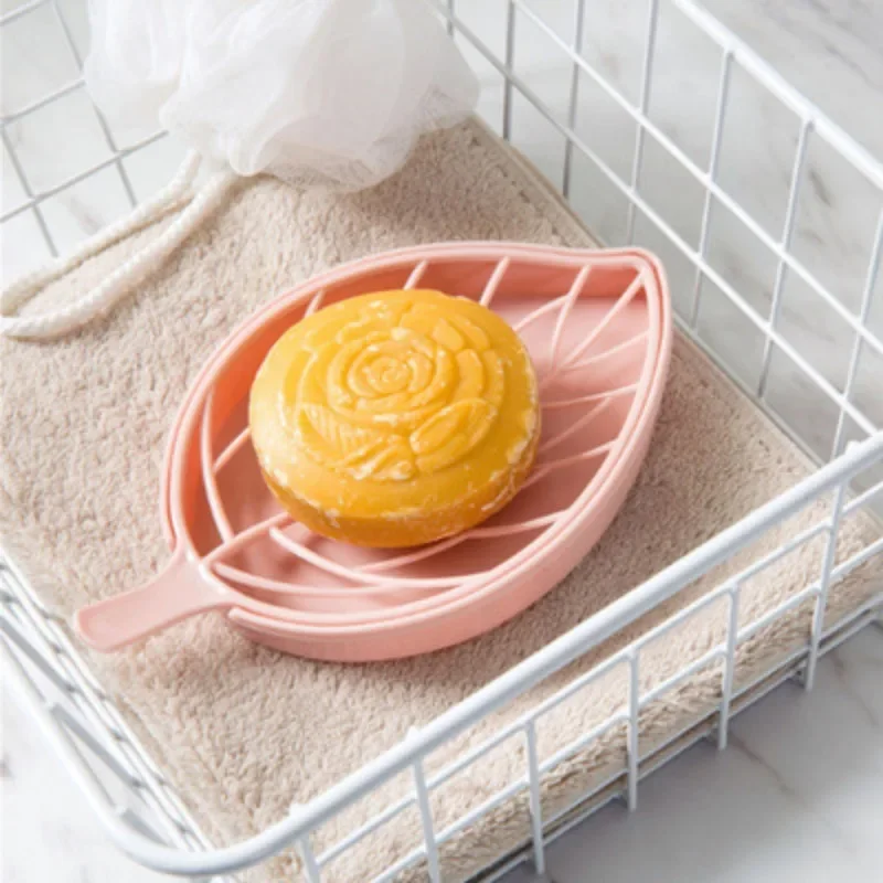 Leaf-Shaped Soap Dish 2 Layers Drain Soap Box Bathroom Dish Plate Case Home Shower Soap Holder Bathroom Accessories