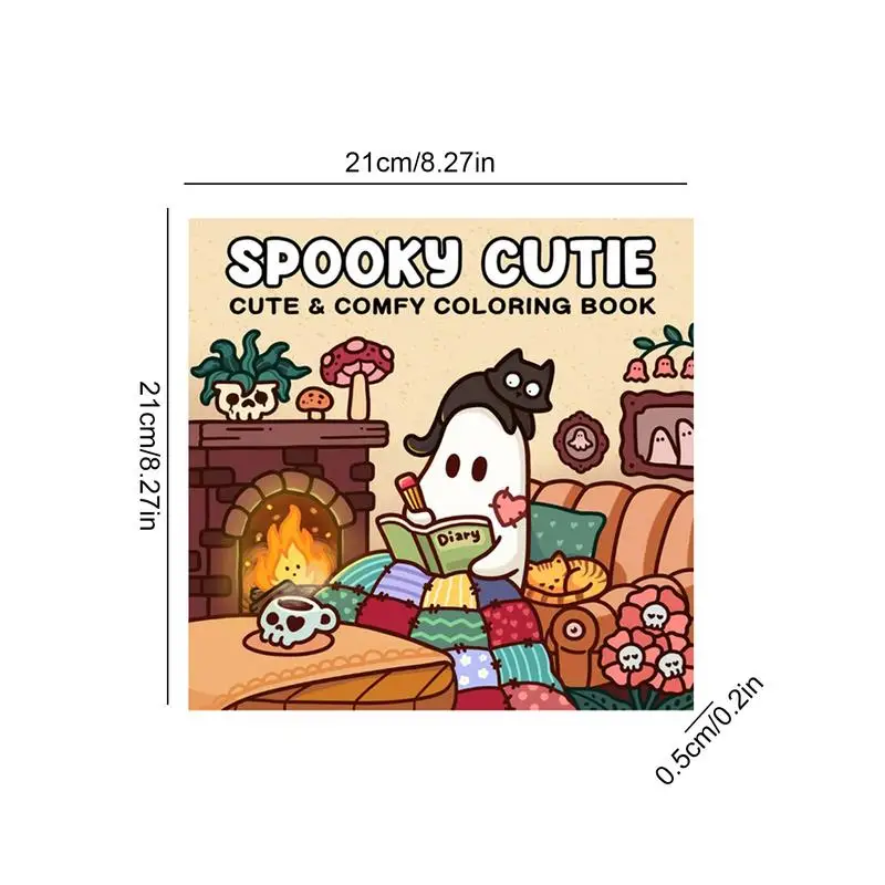 Coloring Book For Adults And Teens Halloween Theme Featuring Adorable Creepy Creatures In Cozy Moments For Relaxation Gift