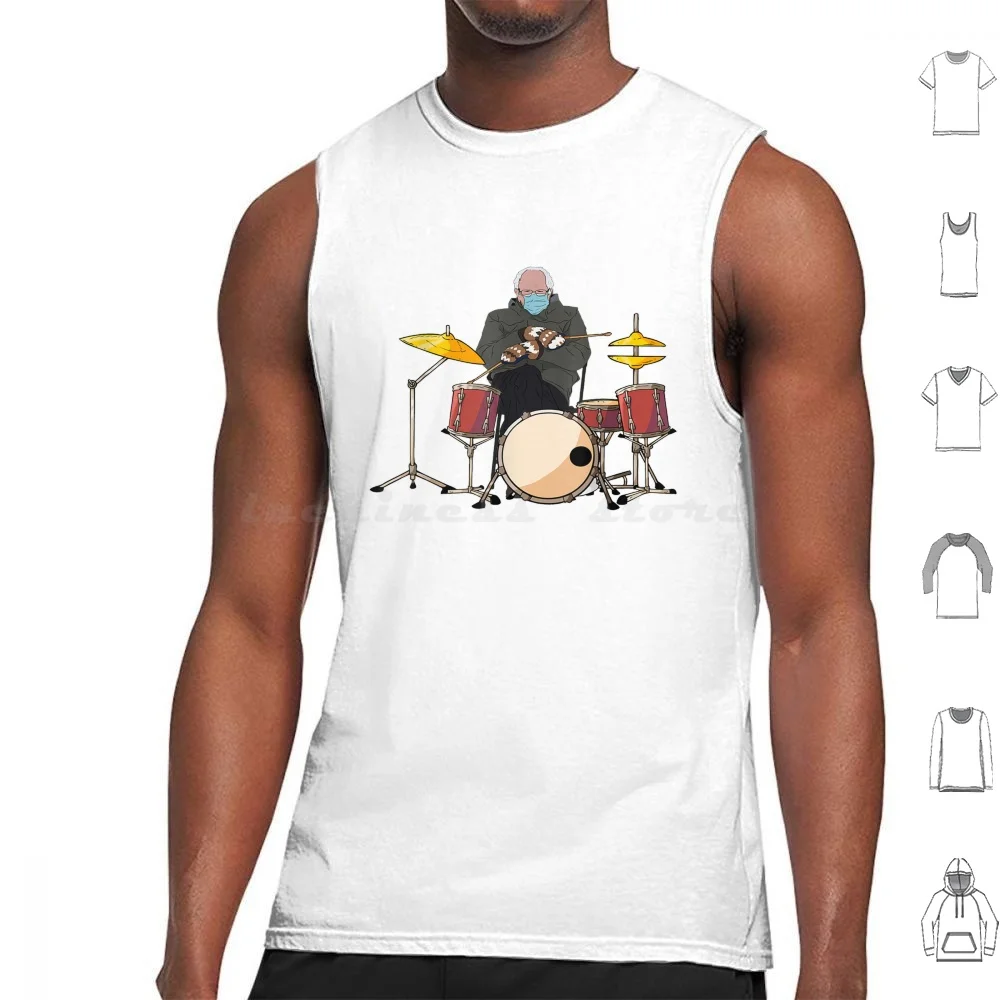 Funny Bernie Sanders Drum Mittens Tank Tops Print Cotton Funny Bernie Sanders Drum Mittens Funny Bernie Sanders Drum Mittens