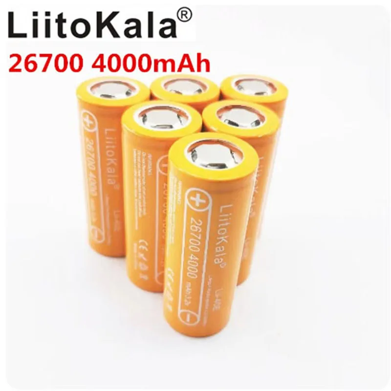 

LiitoKala 3.2V Lifepo4 Lii-40E 26700 4000mAh Rechargeable Battery for light solar warning light microphones