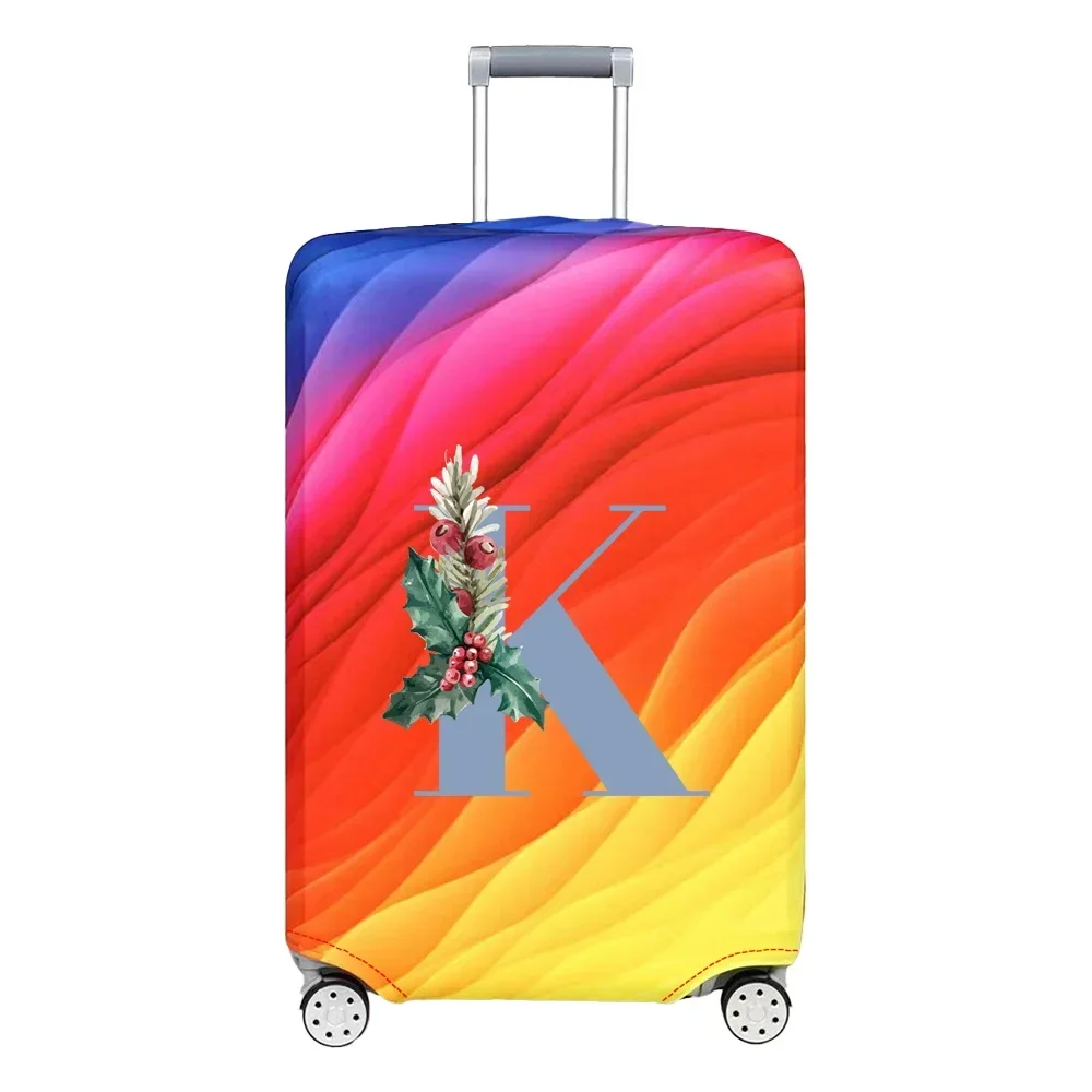 Capa de Mala em Tecido Stretch Protetor de Bagagem Capa de Poeira Impressão Letra Azul Adequada para Mala de 18-32 Polegadas