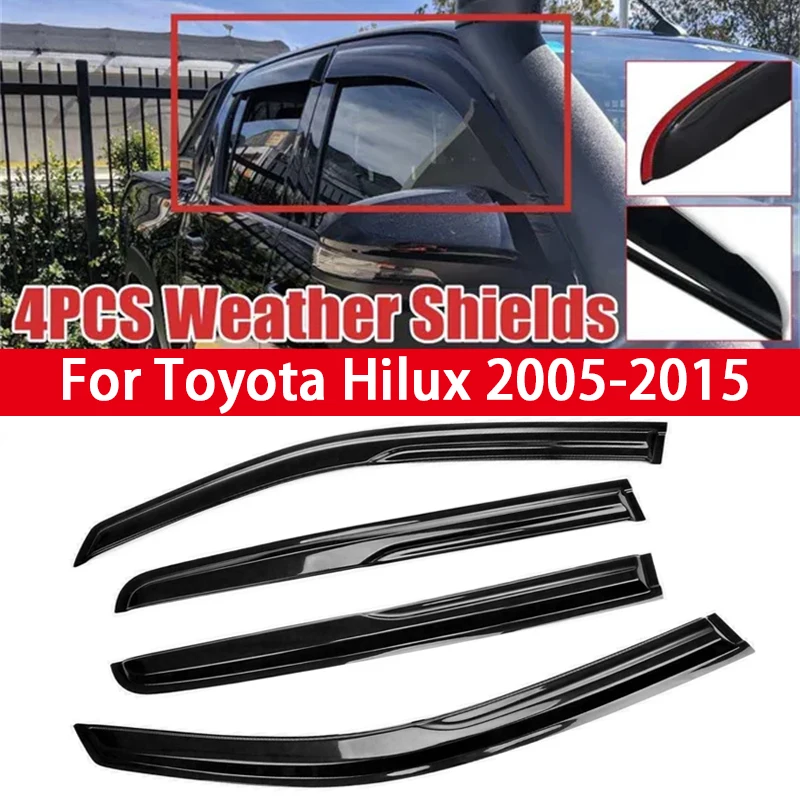 4PCS Car Side Window Deflector Sun Rain Weather Shield for Toyota Hilux 2005-2015