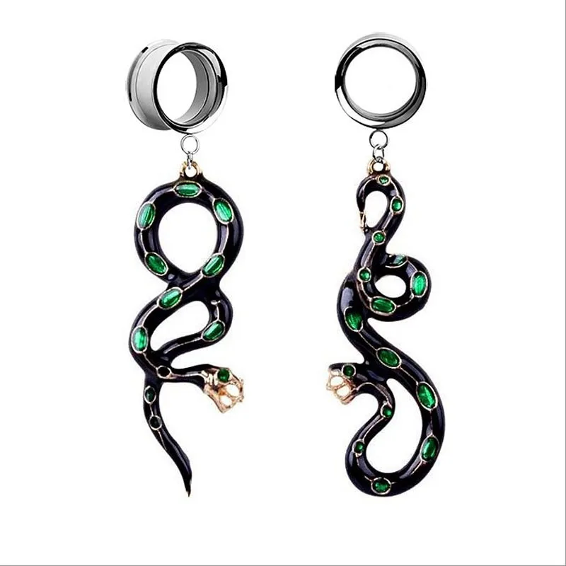 2 PC Goth Skull Brid Pendant Ear Plugs Ear Tunnels Stretcher Screw-fix Gauges Stainless Steel Piercing Ear Expander Y2k Jewelry