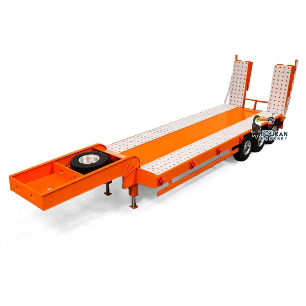 Remolque de Metal RC a escala 1/14, 3 ejes/5 ejes con tablero trasero eléctrico de 2 secciones para camión Tractor RC, modelo de coche de juguete TH23504