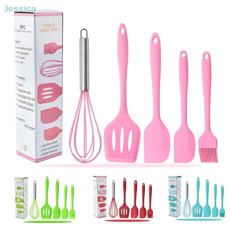 High Temperature Resistant Silicone Baking Tools Set Includes Spatula Oil Brush Egg Whisk Kitchen Cooking Baking Accessory