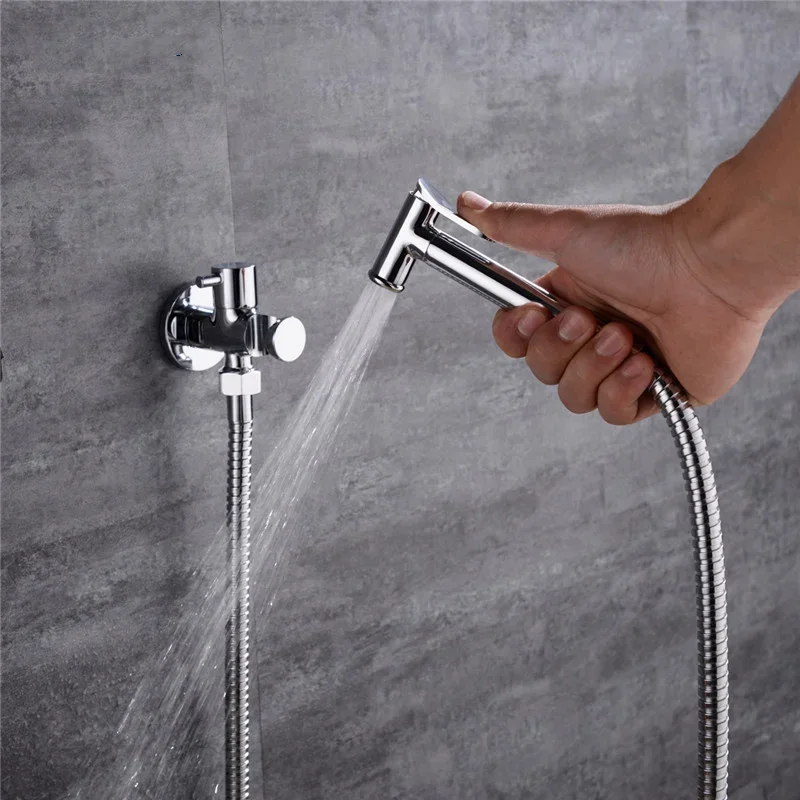 

Black/Chrome Toilet Hand Held Bidet Spray Anal Shower Head Douche Kit Shatta Portable Brass Valve Bathroom Sprayer Jet Bidets